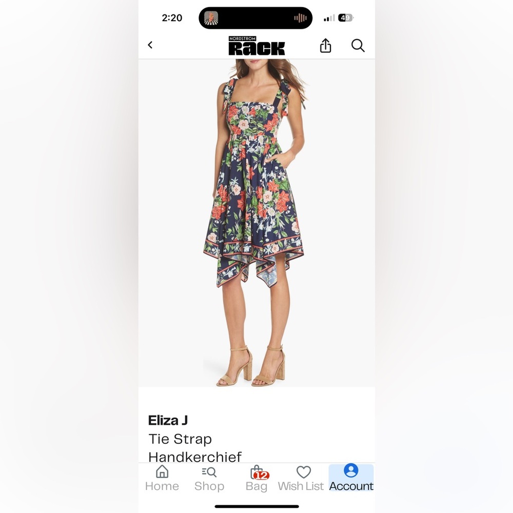 Eliza J Navy Floral Tie Strap Midi Skirt